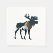 Nacht Wald Elch Serviette (Vorderseite)
