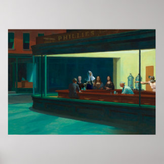 Nacht - Zeitreisende - Edward Hopper Poster