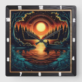 Nachtanglertraum Quadratische Wanduhr (Vorderseite)