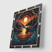 Nachtanglertraum Quadratische Wanduhr (Winkel)