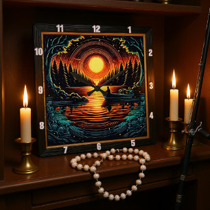 Nachtanglertraum Quadratische Wanduhr