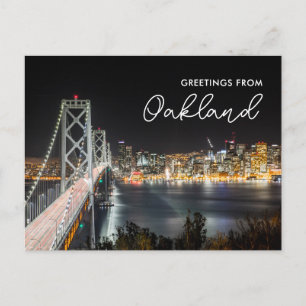 Nachtansicht der Skyline Grußkarte aus Oakland Postkarte