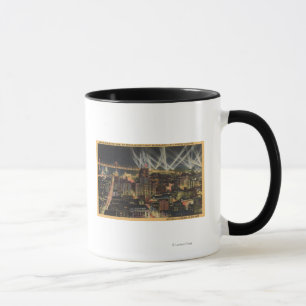 Nachtansicht der Stadt, Bucht-Brücke, Scheinwerfer Tasse