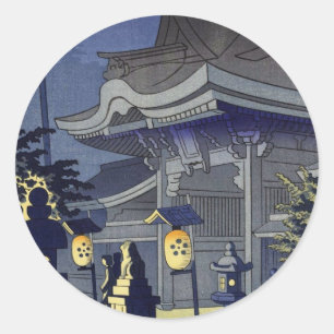 Nachtansicht des Kitano-Schreins Asano Takeji Runder Aufkleber