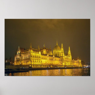 Nachtansicht, Ungarisches Parlament, Budapest Unga Poster