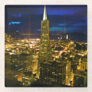 Nachtansicht von San Francisco. Glasuntersetzer