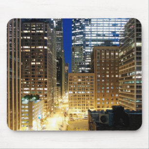 Nachtansicht von Stadtbild von Chicago Mousepad