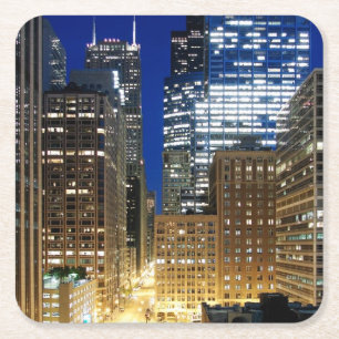 Nachtansicht von Stadtbild von Chicago Rechteckiger Pappuntersetzer