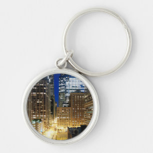Nachtansicht von Stadtbild von Chicago Schlüsselanhänger