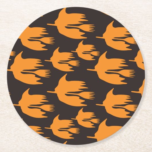 Nachtaufenthaltsreise - nahtloses Halloween-Muster Runder Pappuntersetzer (Vorderseite)