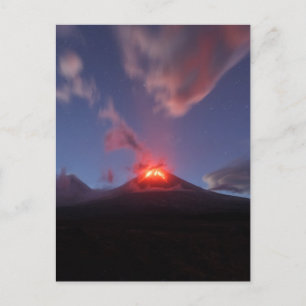 Nachtausbruch Klyuchewskaja Sopka in Kamchatka Postkarte