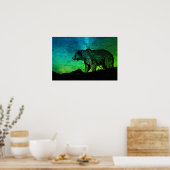 Nachtbär und Aurora Borealis Poster (Küche)