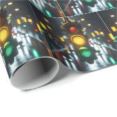 Nachtbeleuchtung des Stadtverkehrs Geschenkpapier (Rolleneckpunkt)