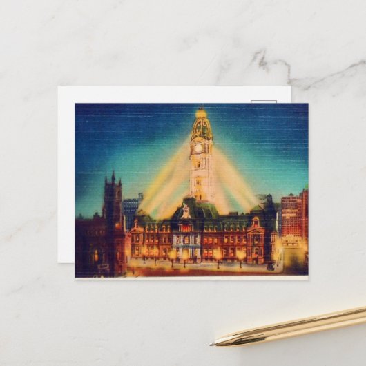 Nachtbild der Stadt Feiertagspostkarte (Vorderseite/Rückseite Beispiel)