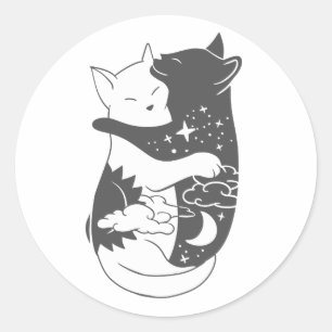 Nachtbild für Katzen am Tag - Wählen Sie Hinterg Runder Aufkleber