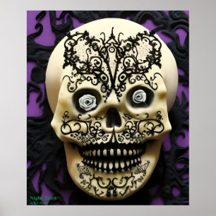 Nachtbissen AI Fantasy Digital Art Print Totenkopf Poster
