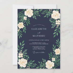 Nachtblaue Majestätische Mitternachts-Hochzeit Einladung