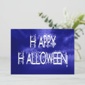 Nachtblauer Happy Halloween Text Einladung (Stehend Vorderseite)
