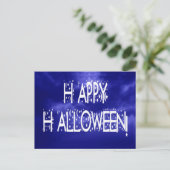 Nachtblauer Happy Halloween Text Postkarte (Stehend Vorderseite)