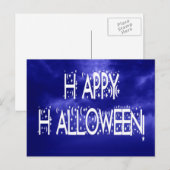 Nachtblauer Happy Halloween Text Postkarte (Vorne/Hinten)