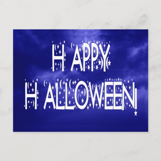 Nachtblauer Happy Halloween Text Postkarte (Vorderseite)