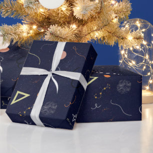 Nachtblaues Sternennacht-Doodle-Geschenkpapier Geschenkpapier