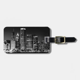 Nachtblick auf Chicagos berühmte Stadt Gepäckanhänger