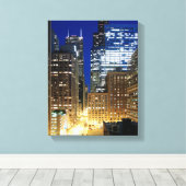 Nachtblick auf das Stadtbild von Chicago Leinwanddruck (Insitu (Holzboden))