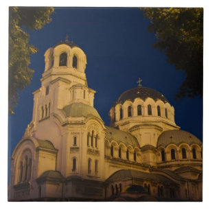 Nachtblick auf die Alexander-Nevski-Kathedrale Fliese