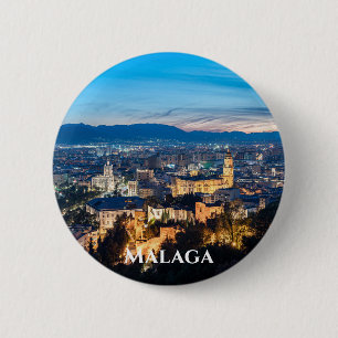 Nachtblick auf die Kathedrale von Malaga, Spanien Button