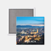 Nachtblick auf die Kathedrale von Malaga, Spanien Magnet (Vorderseite/Rückseite)