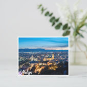 Nachtblick auf die Kathedrale von Malaga, Spanien Postkarte (Stehend Vorderseite)
