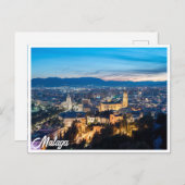 Nachtblick auf die Kathedrale von Malaga, Spanien Postkarte (Vorne/Hinten)