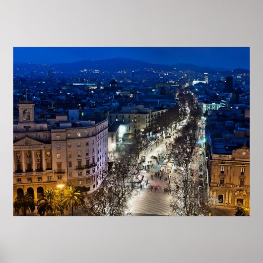 Nachtblick auf die Rambla Poster (Vorne)