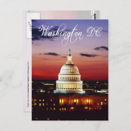 Nachtblick auf die US-Hauptstadt Postkarte (Vorne/Hinten)