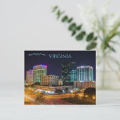 Nachtblick auf Norfolk Virginia Postkarte (Stehend Vorderseite)