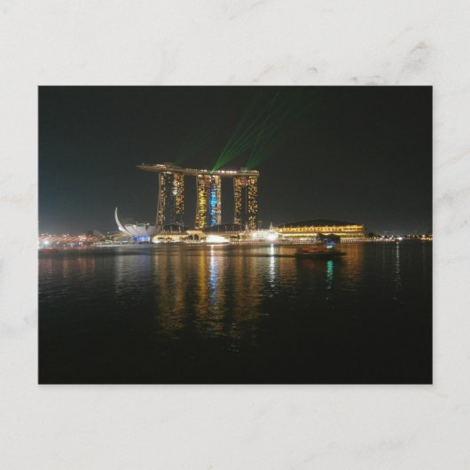 Nachtblick auf Singapur Postkarte (Vorderseite)