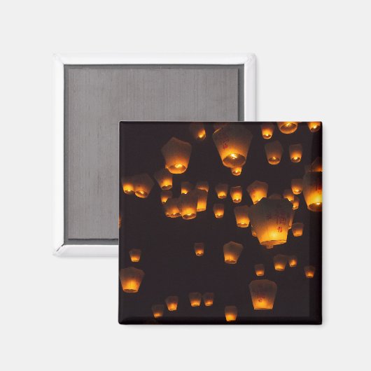 Nachtblick auf Sky Lanterns Magnet (Vorderseite/Rückseite)