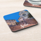 Nachtblick auf Treppe und Kirche in Split, Kroatie Getränkeuntersetzer (Linke Seite)