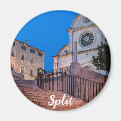 Nachtblick auf Treppe und Kirche in Split, Kroatie Magnet (Vorne)