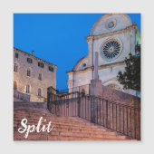 Nachtblick auf Treppe und Kirche in Split, Kroatie Magnetkarte (Vorderseite)