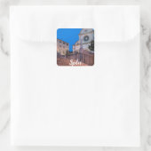 Nachtblick auf Treppe und Kirche in Split, Kroatie Quadratischer Aufkleber (Tasche)