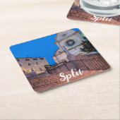 Nachtblick auf Treppe und Kirche in Split, Kroatie Rechteckiger Pappuntersetzer (angewinkelt)