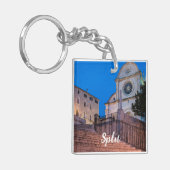 Nachtblick auf Treppe und Kirche in Split, Kroatie Schlüsselanhänger (Vorderseite links)