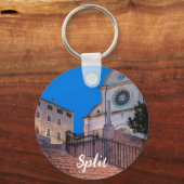 Nachtblick auf Treppe und Kirche in Split, Kroatie Schlüsselanhänger (Rückseite)