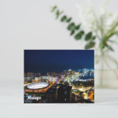 Nachtblick in Malaga, Spanien Postkarte (Stehend Vorderseite)