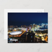 Nachtblick in Malaga, Spanien Postkarte (Vorne/Hinten)
