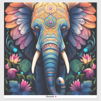 Nachtblühende Mandala-Elefanten Aufkleber