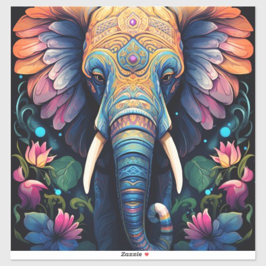 Nachtblühende Mandala-Elefanten Aufkleber (Blatt)