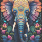 Nachtblühende Mandala-Elefanten Aufkleber (Vorderseite)